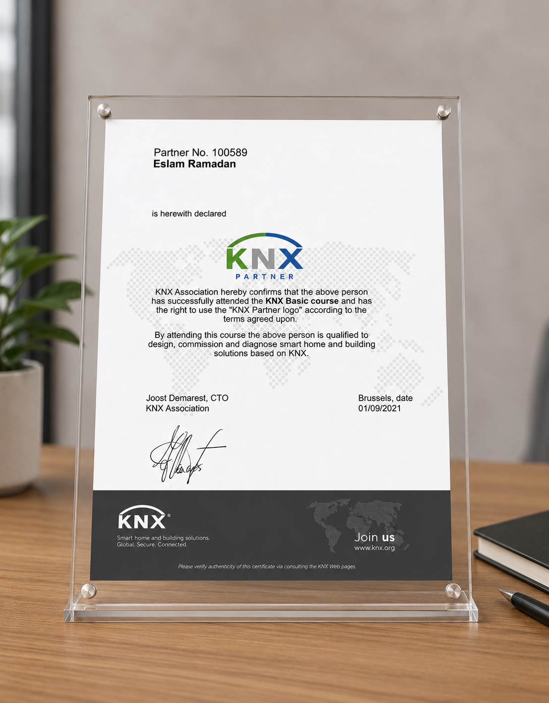 Official KNX Partner certificate and branding seals